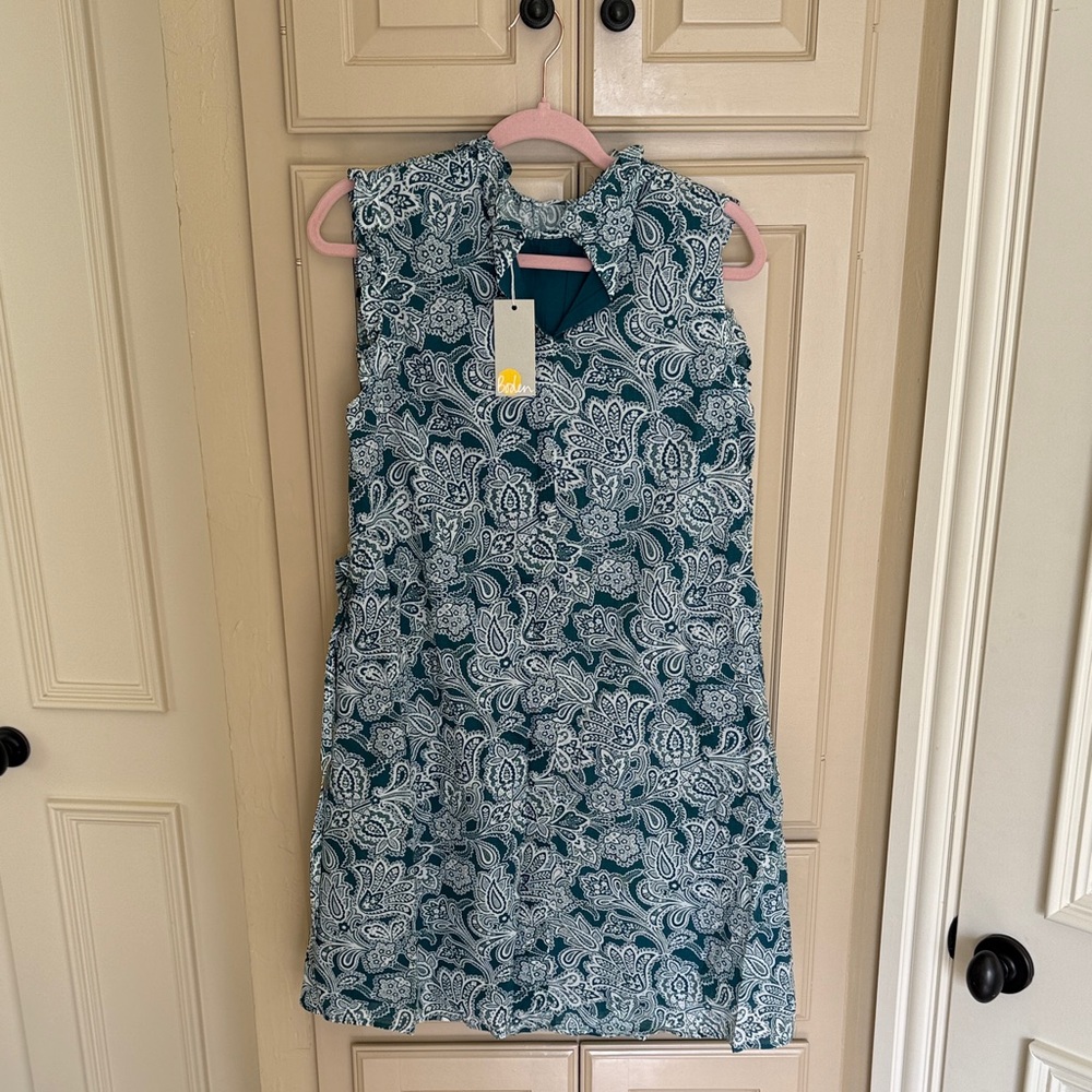 Boden Green and White Paisley Dress